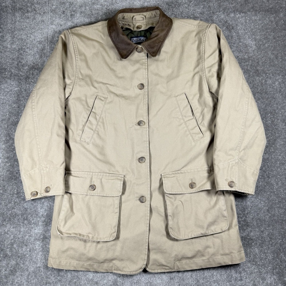 Lands' End Coat Women's Medium 10-12 Beige Removable Liner Chore Barn
